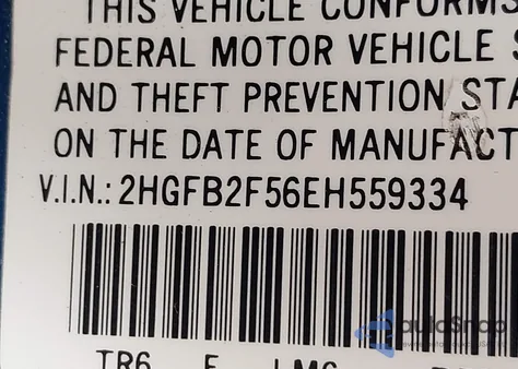 2014 Honda Civic Lx из США, поврежденный, VIN 2HGFB2F56EH559334